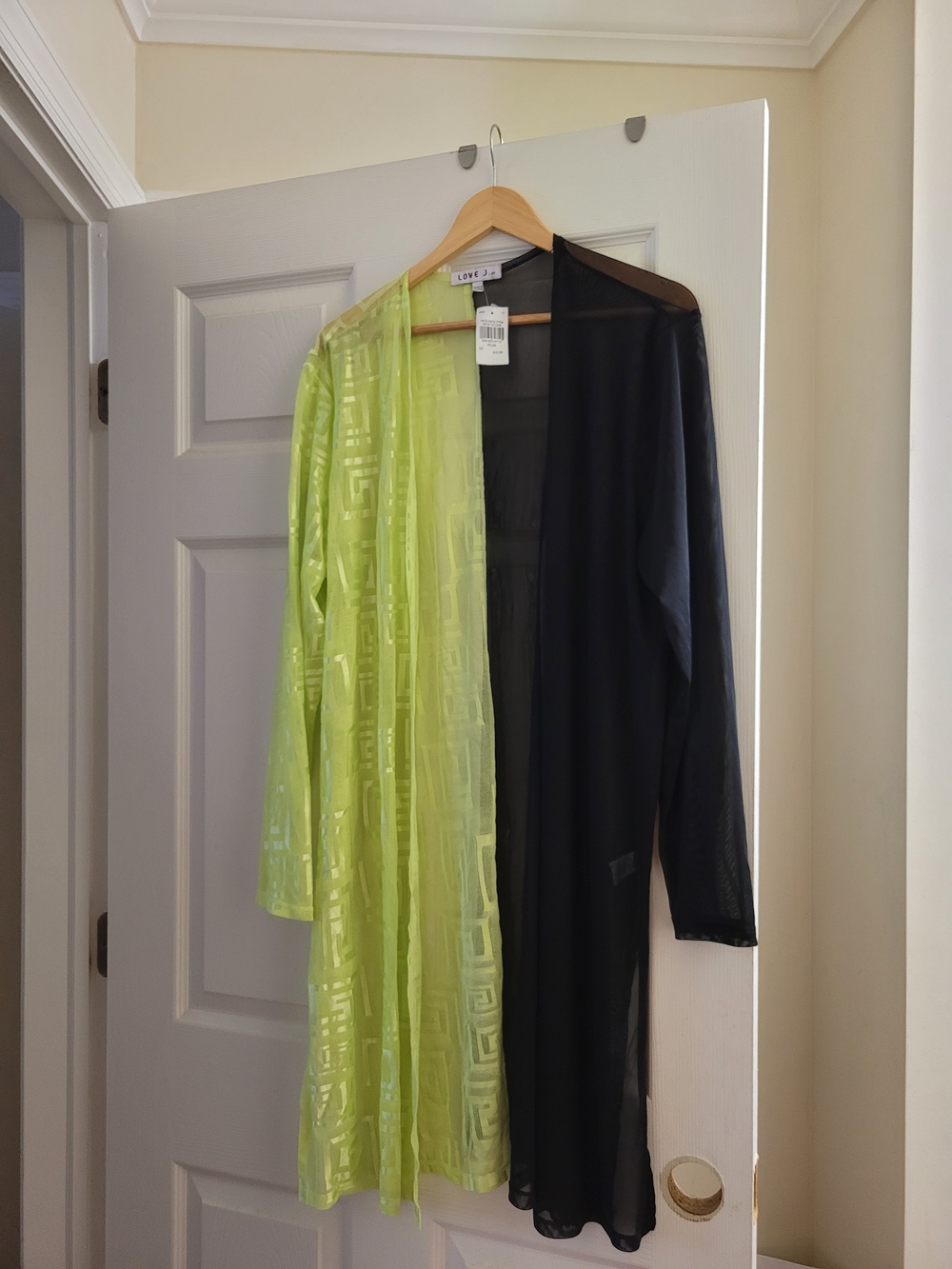 Love Two-Tone Sheer Long Sleeve Duster- Lime & Black